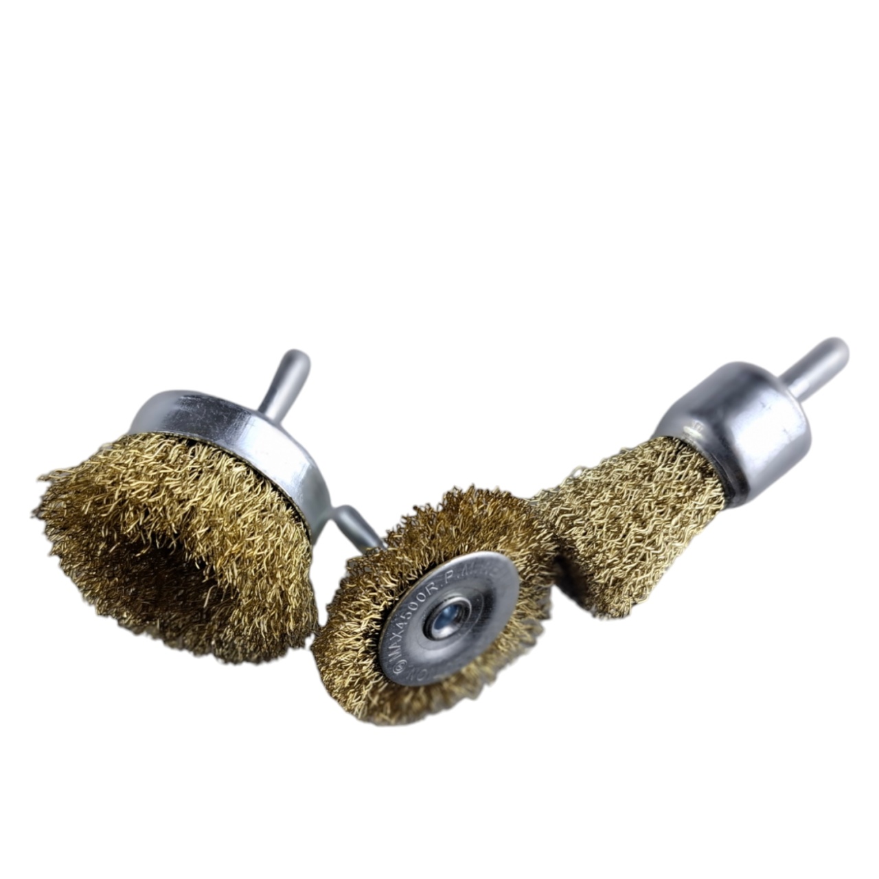 Набор щеток для дрели, 3 предмета, латунированные, волнистая проволока, «Maximum» MX 15074-1 оптом
